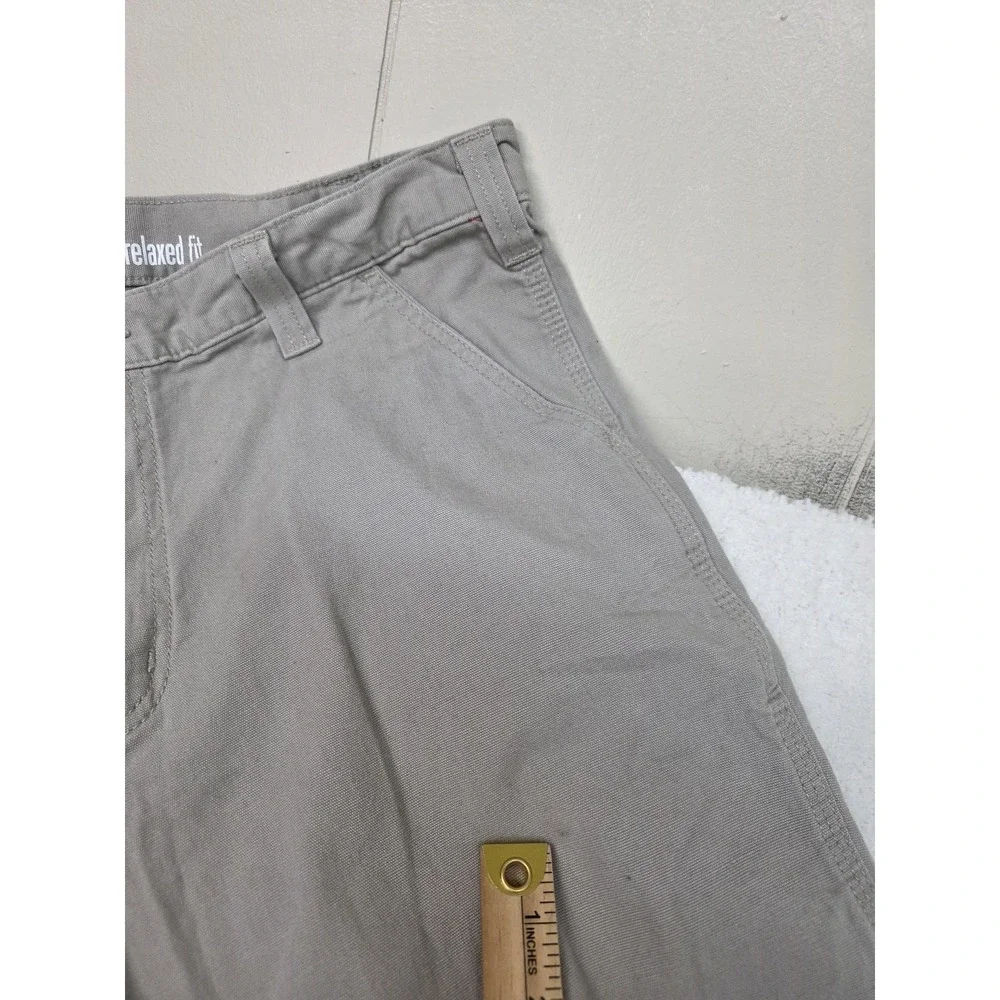 Carhartt Pants Mens 36x32 Gray Relaxed Fit Stretch Canvas Carpenter‎ Workwear